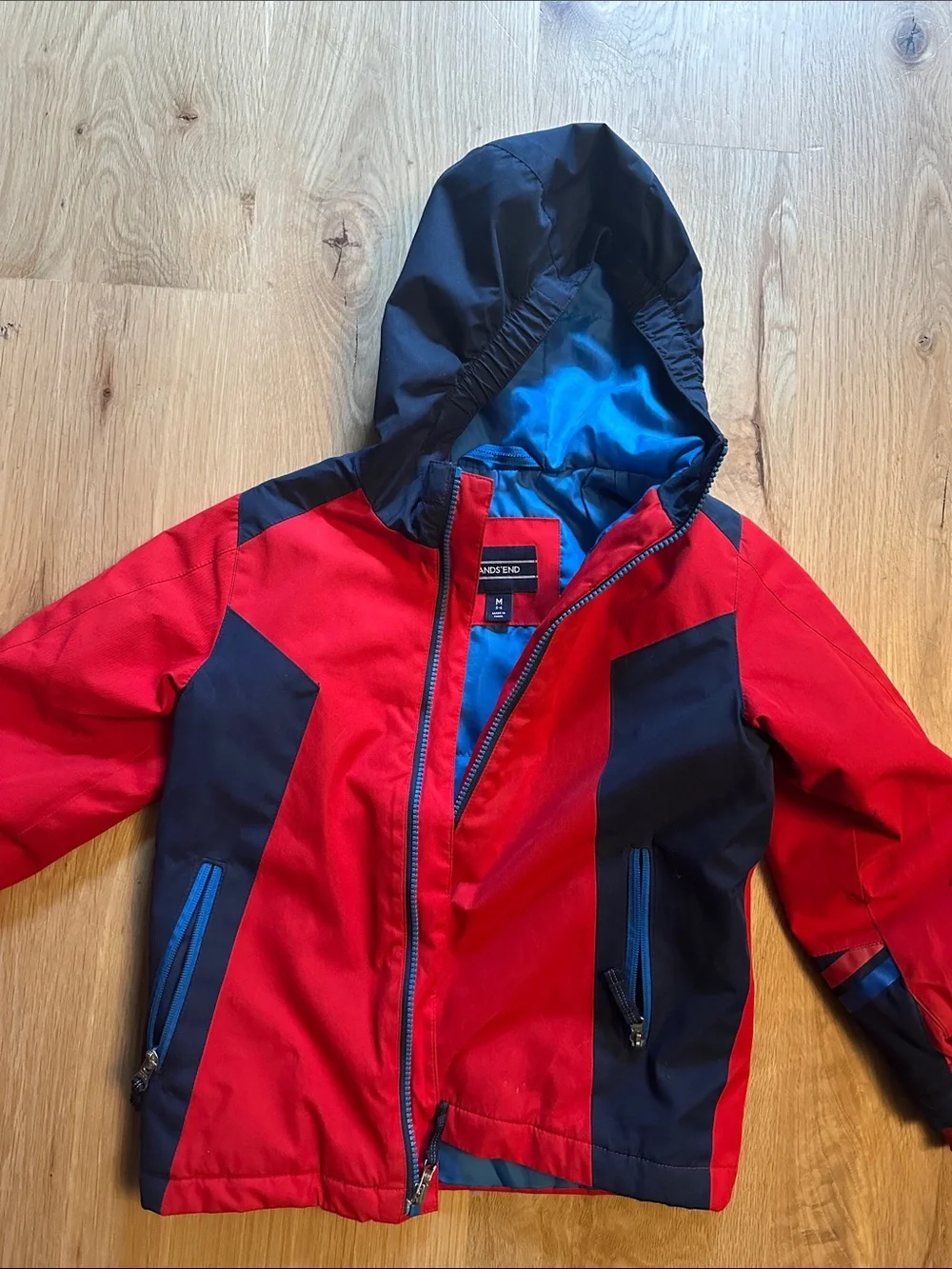 Lands End Kids Red and Navy Hooded Jacket